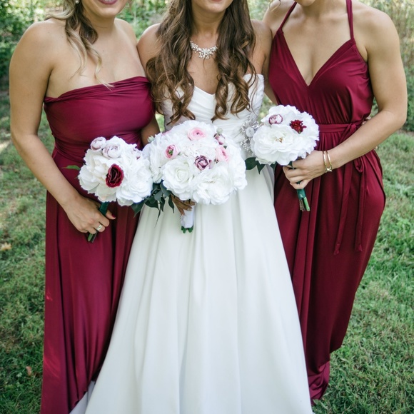 Ivy Burgundy Wine Maxi Convertible Dress - Picture 3 of 3